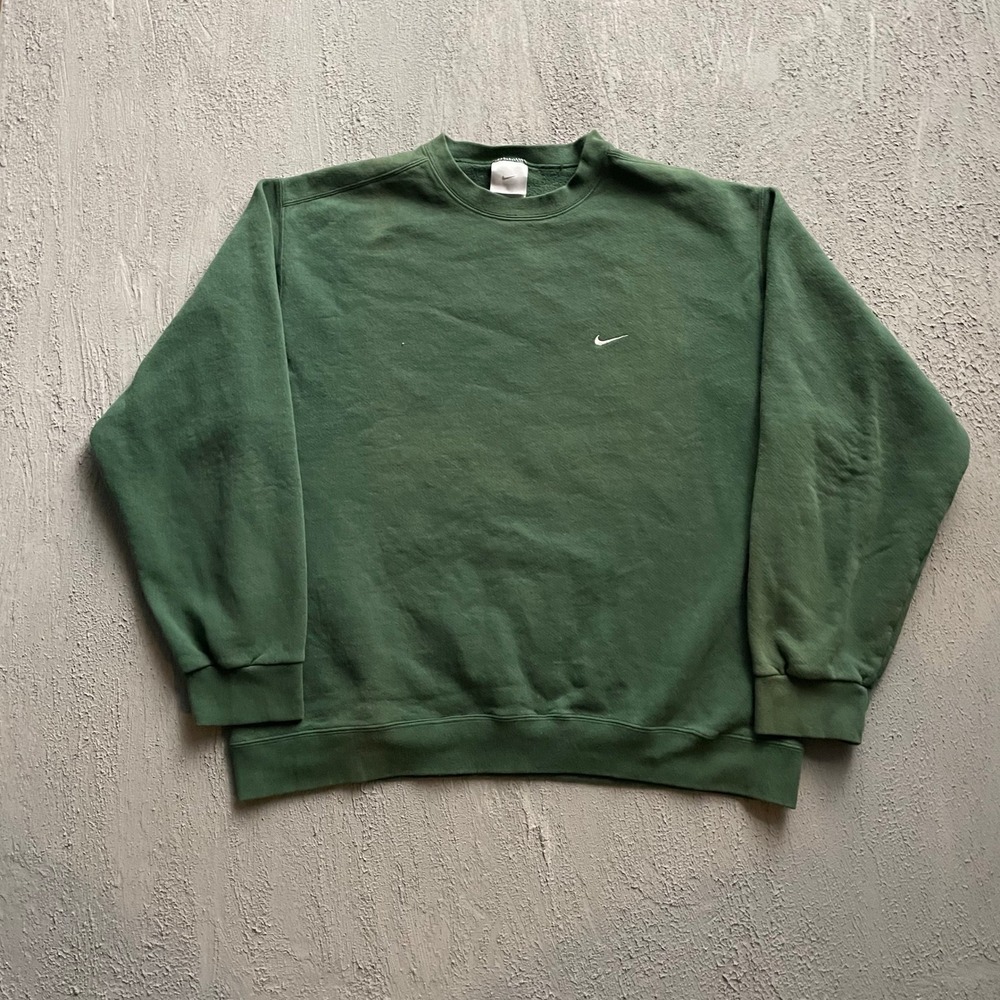 Vintage Nike Swoosh Logo Crewneck Sweatshirt Men XL Green 90s